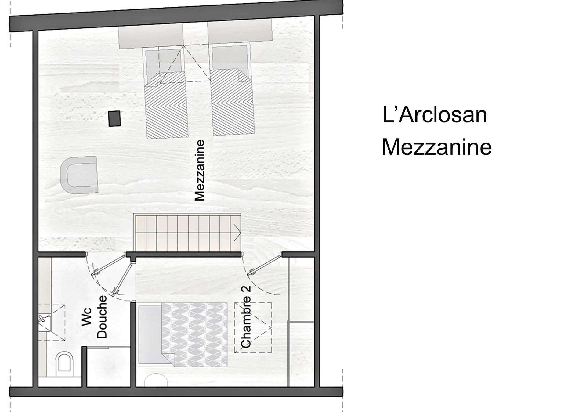 Plan mezzanine location de vacances LL'Arclosan - Entre Lac et Montagnes