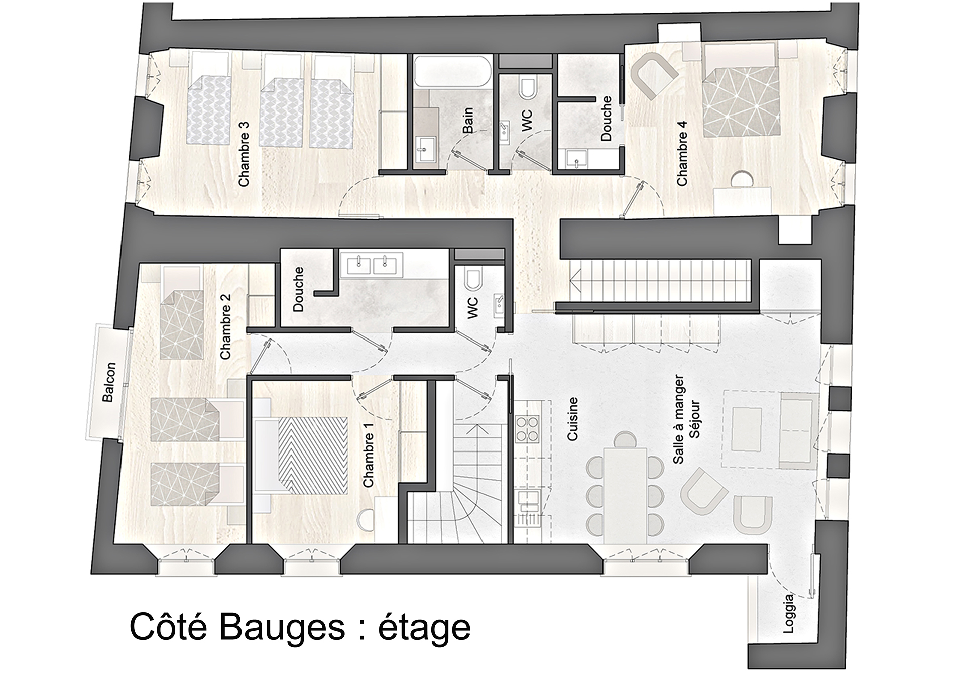 Plan étage location de vacances Côté Bauges - Entre Lac et Montagnes